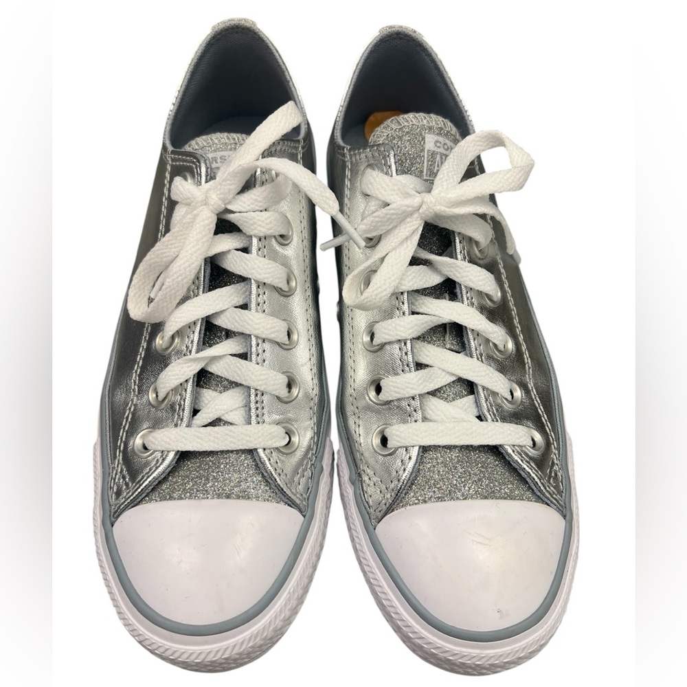 Converse Chuck Taylor All Star Sparkle Sneaker Granite Glitter in Sliver Size 7 - Picture 2 of 10